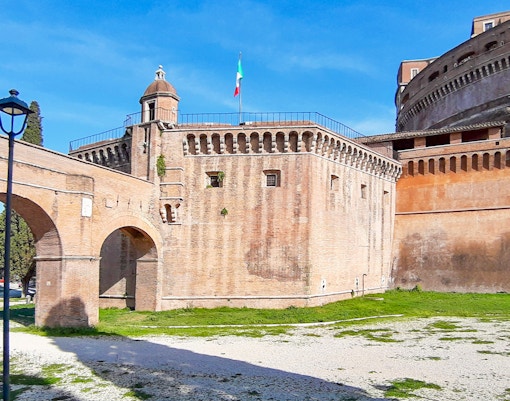 Castel Sant'Angelo linked to Passetto di Borgo in Rome, Italy.