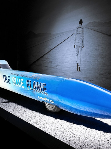 The Blue Flame rocket car exhibit at Technik Museum Sinsheim.