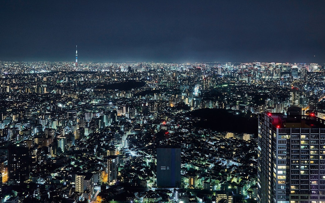 Tokyo cityscape at night from Sunshine 60 Observatory Tenbou Park.
