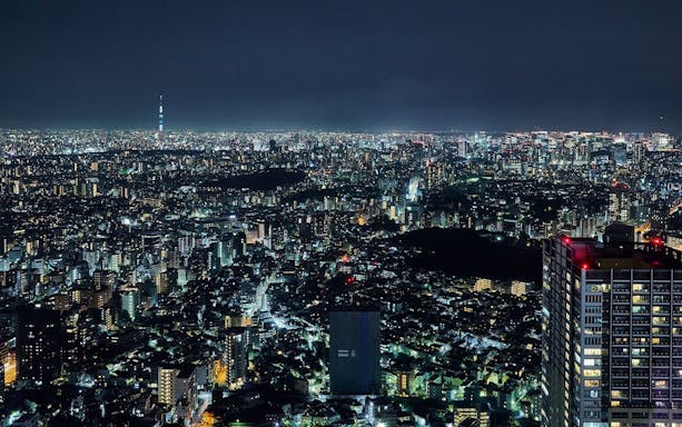 Tokyo cityscape at night from Sunshine 60 Observatory Tenbou Park.