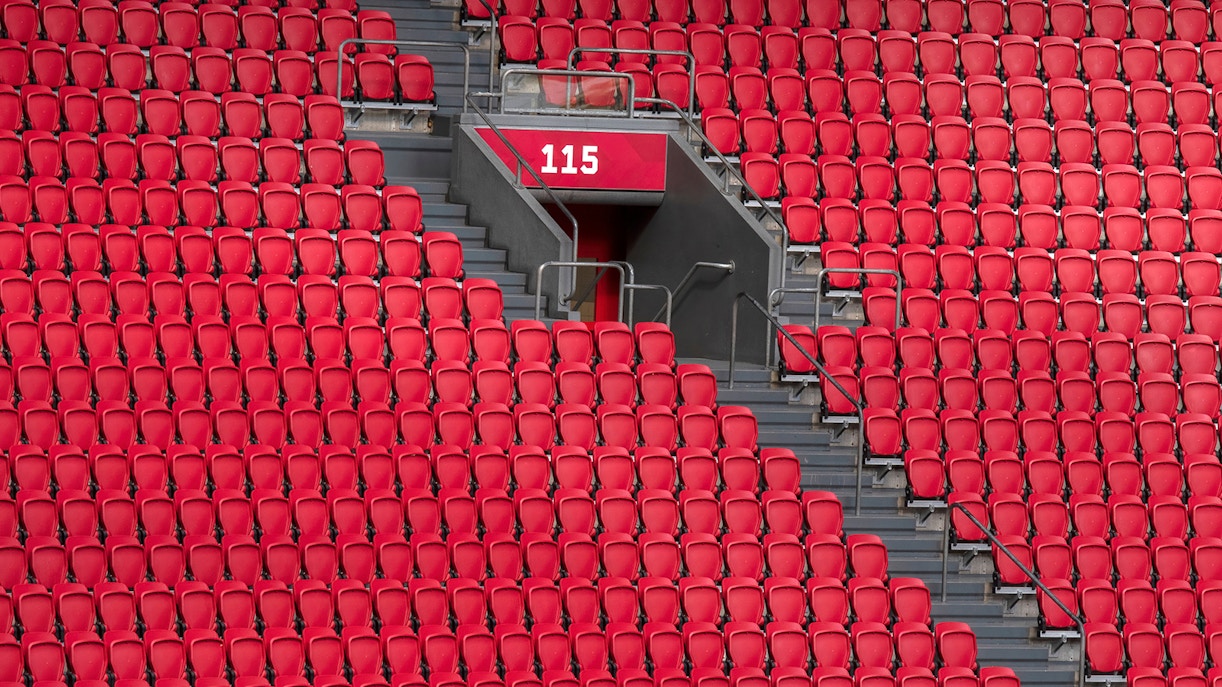 Johan Cruijff Arena exterior in Amsterdam, Netherlands, showcasing stadium architecture.