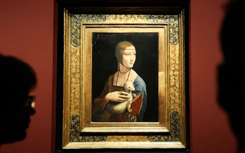 Lady with an Ermine painting by Leonardo da Vinci at the Princes Czartoryski Museum.