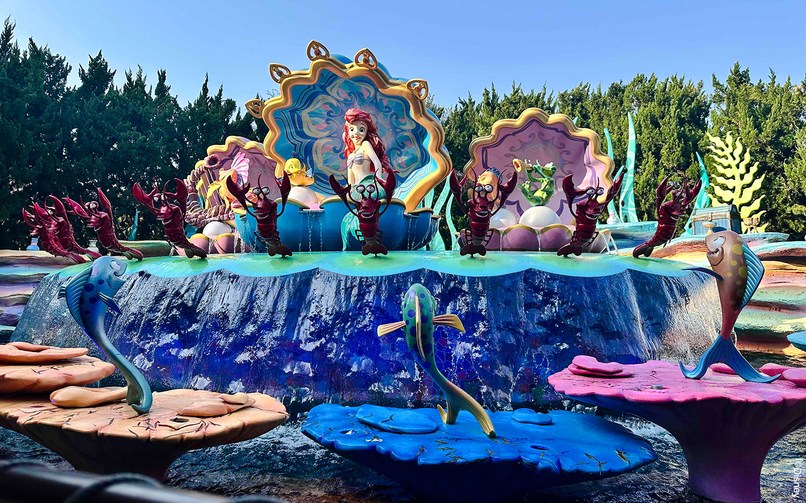 Ariel and sea creatures in a colorful display at Shanghai Disney.