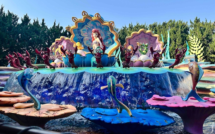 Ariel and sea creatures in a colorful display at Shanghai Disney.