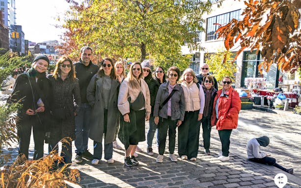 Guests posing during Hudson Yards walking tour in New York City.