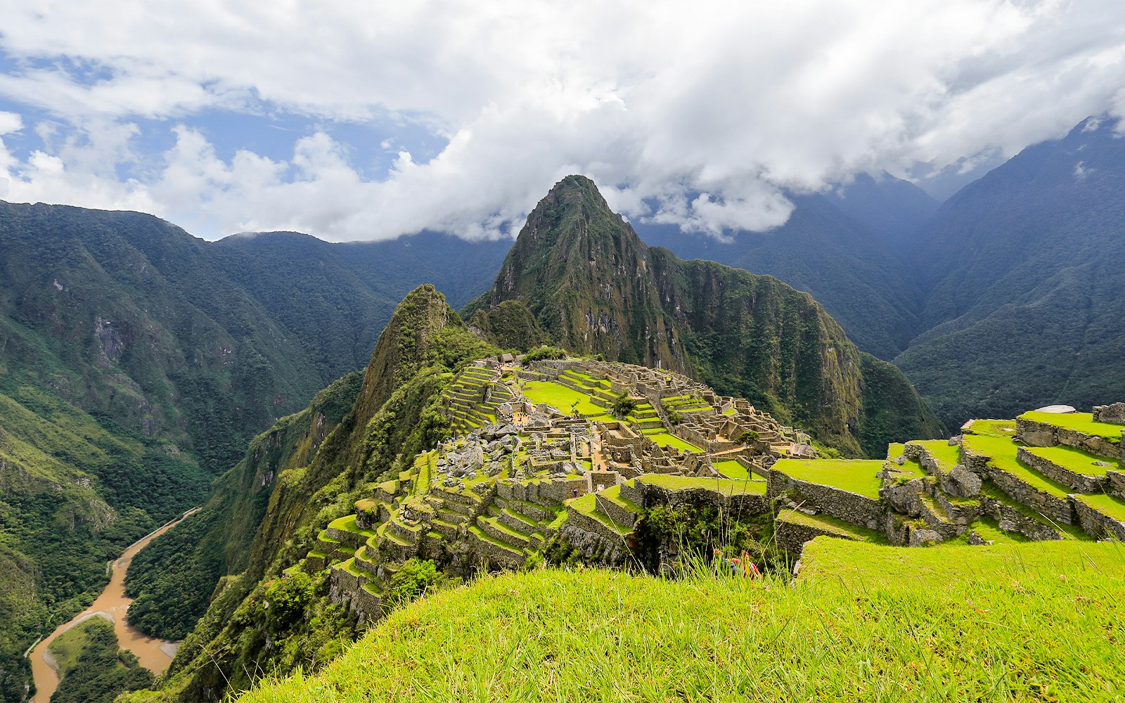 Machu Picchu ruins with Huayna Picchu mountain in the background, Peru.