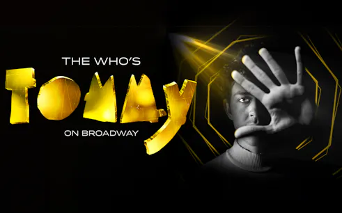 The Who's Tommy Broadway show poster with a person holding up a hand.