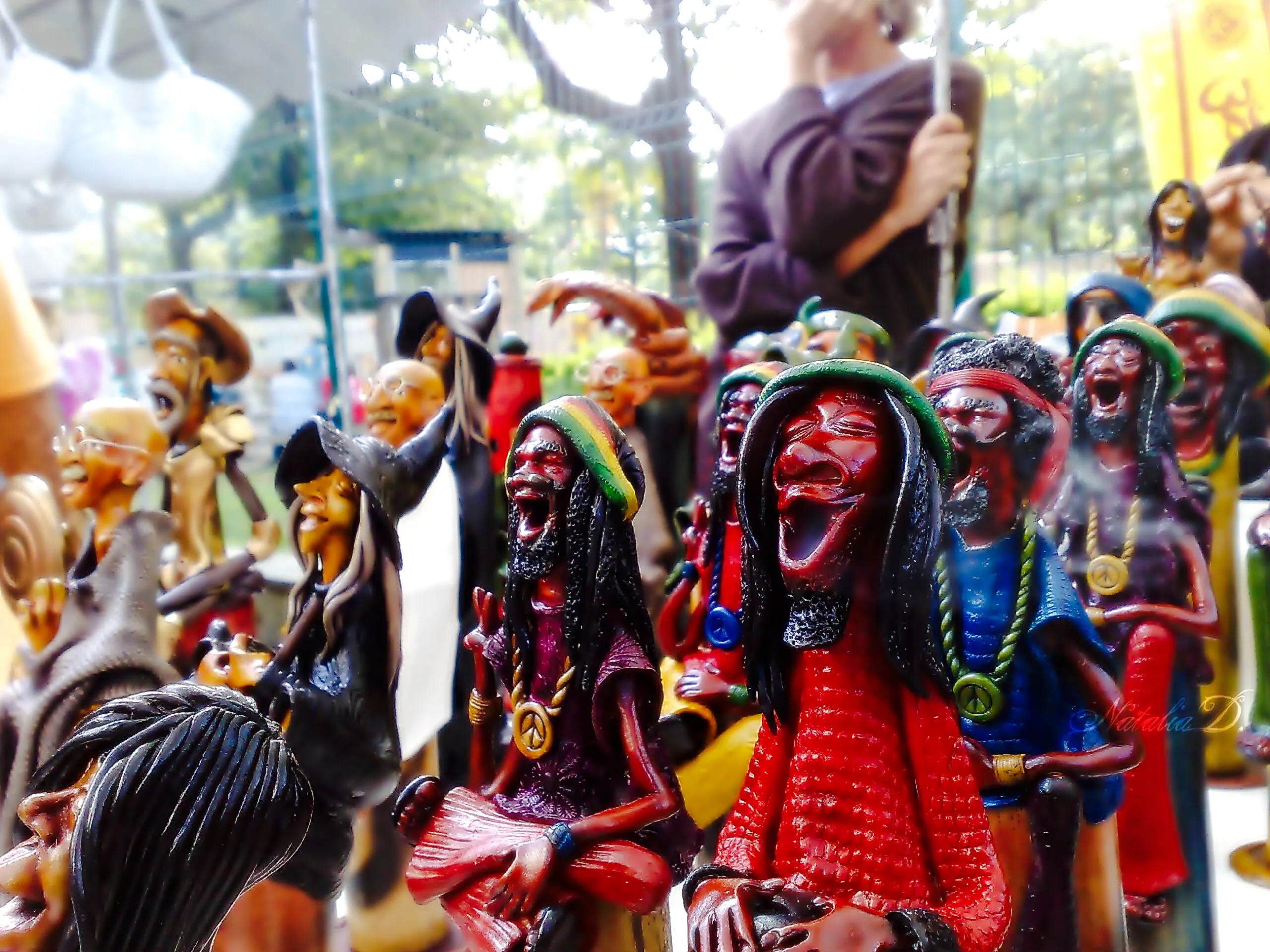 Colorful figurines at Ipanema Street Market, Rio de Janeiro.