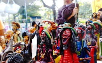 Colorful figurines at Ipanema Street Market, Rio de Janeiro.