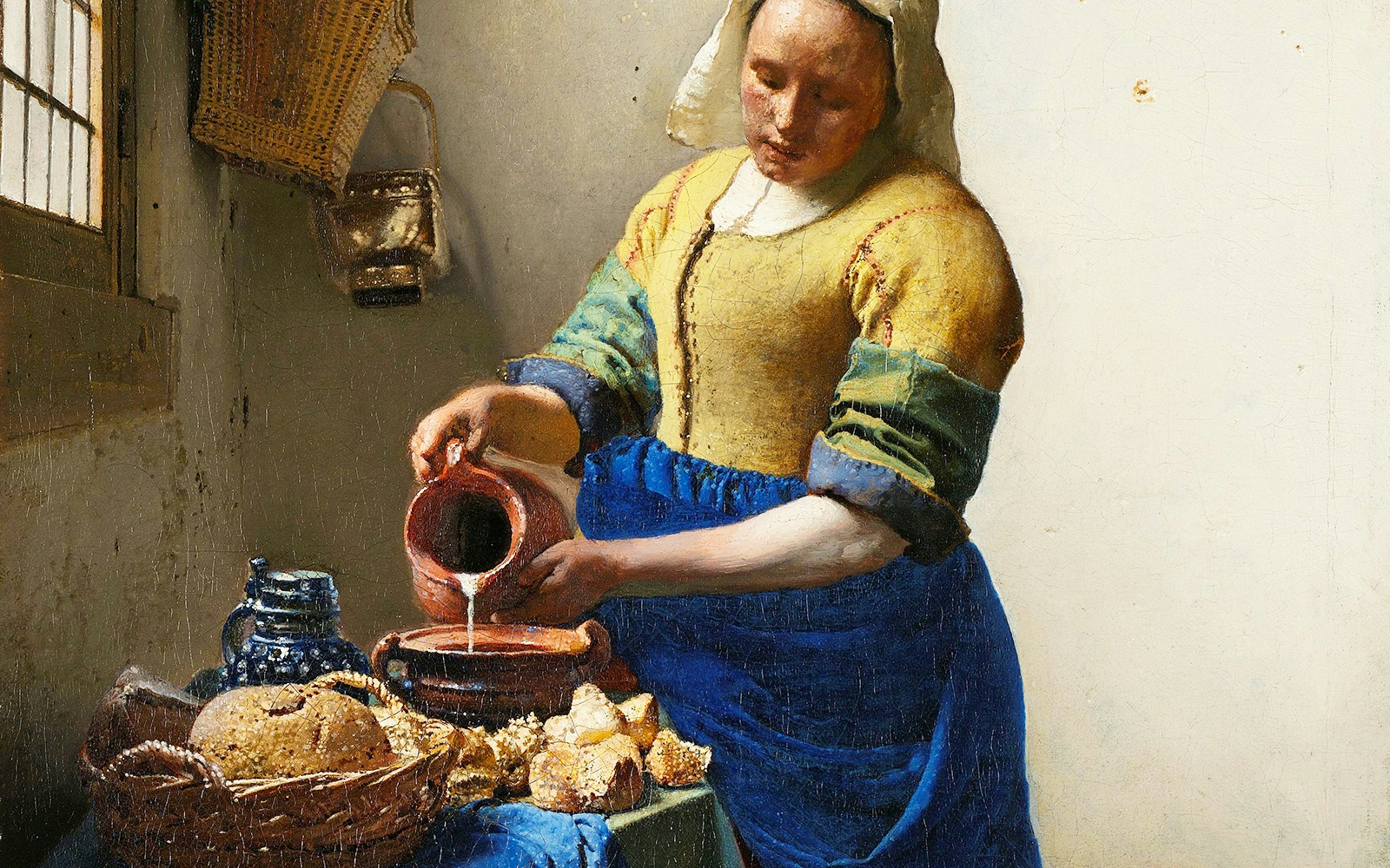 'The Milkmaid' Painting by Johannes Vermeer at Rijksmuseum, Amsterdam