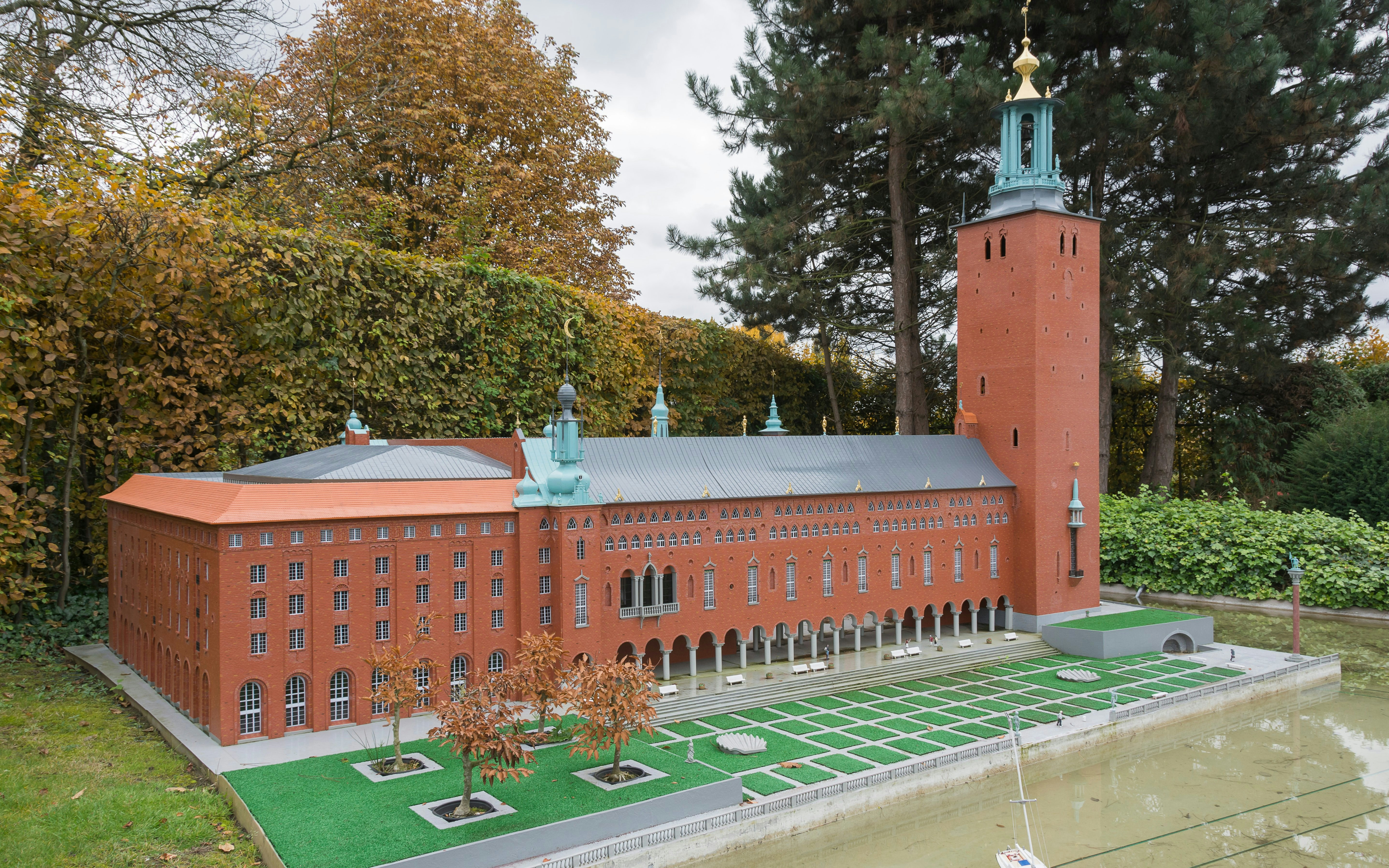 Miniature model of Stockholm City Hall at Mini Europe, Brussels, Belgium.