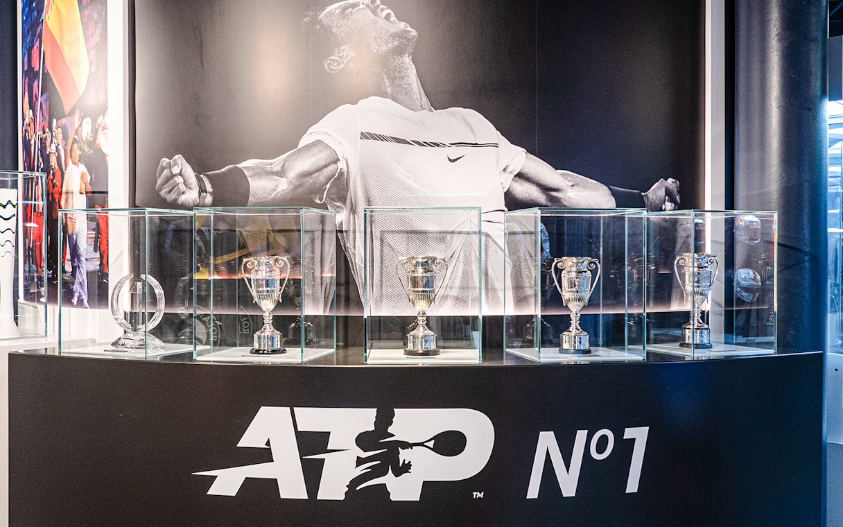 Trophies displayed at Rafa Nadal Museum Xperience.