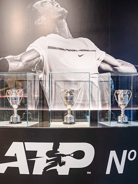Trophies displayed at Rafa Nadal Museum Xperience.