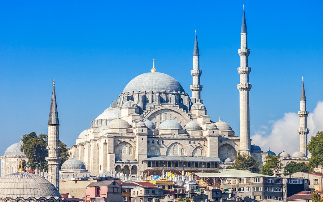 Suleymaniye Mosque with minarets in Istanbul, part of the Mosques Walking Tour.