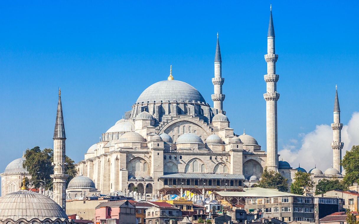 Suleymaniye Mosque with minarets in Istanbul, part of the Mosques Walking Tour.