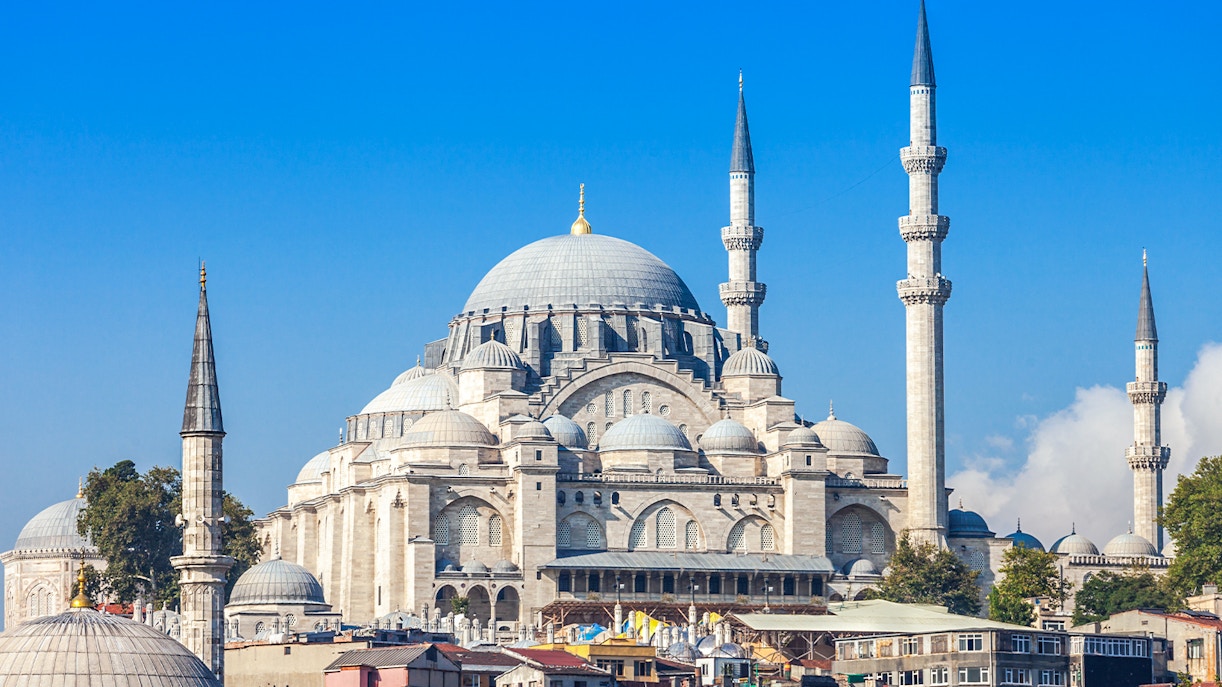 Suleymaniye Mosque with minarets in Istanbul, part of the Mosques Walking Tour.