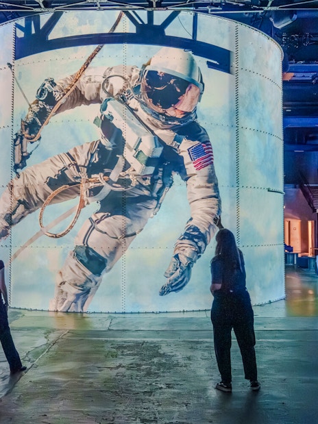 Astronaut projection at The Moonwalkers Exhibition, Atelier des Lumières, Paris.
