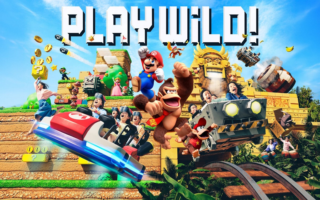 Universal Studios Japan ride featuring Mario and Donkey Kong characters.