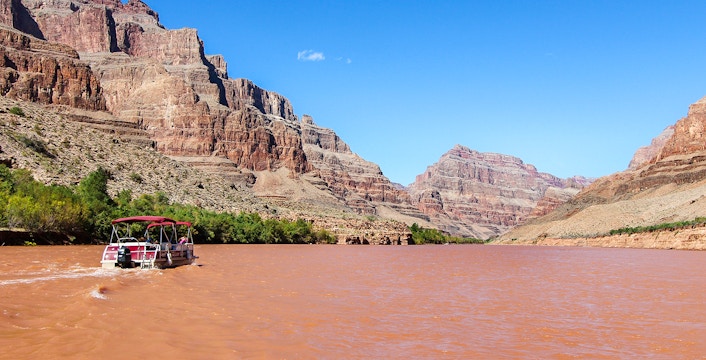 Boat tour on the Colorado River in the Grand Canyon, Arizona.
