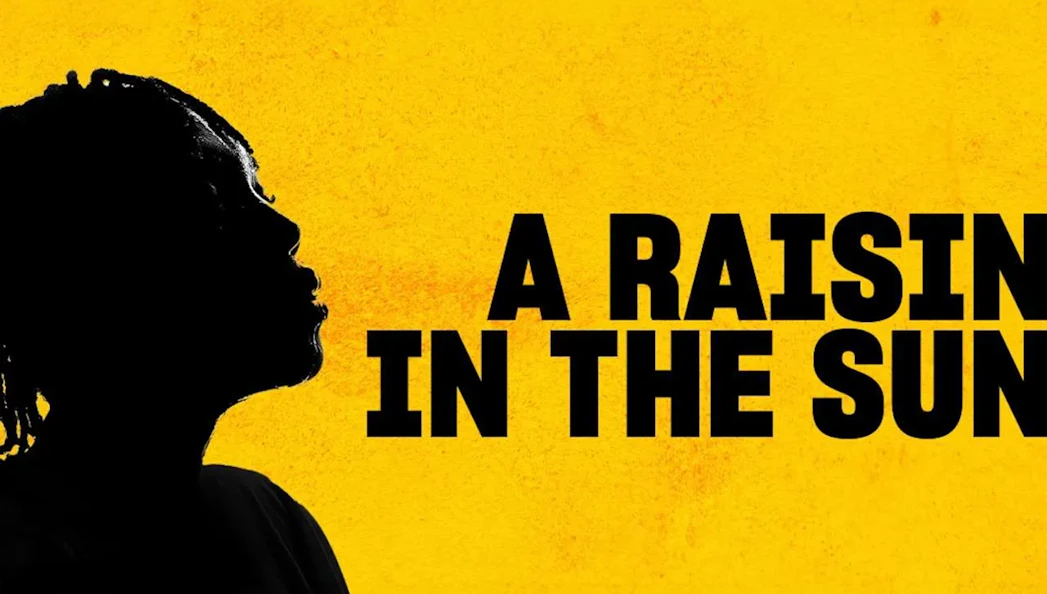 Silhouette of a person with "A Raisin in the Sun" text on a yellow background.
