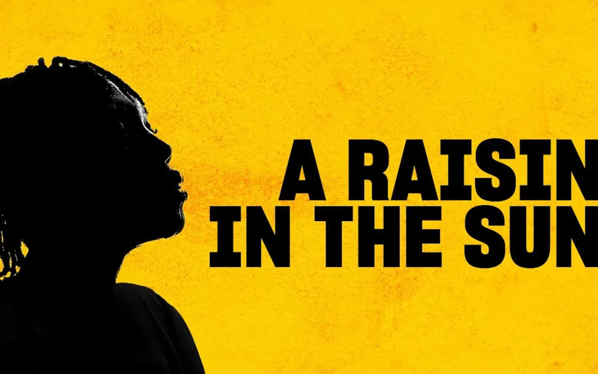Silhouette of a person with "A Raisin in the Sun" text on a yellow background.