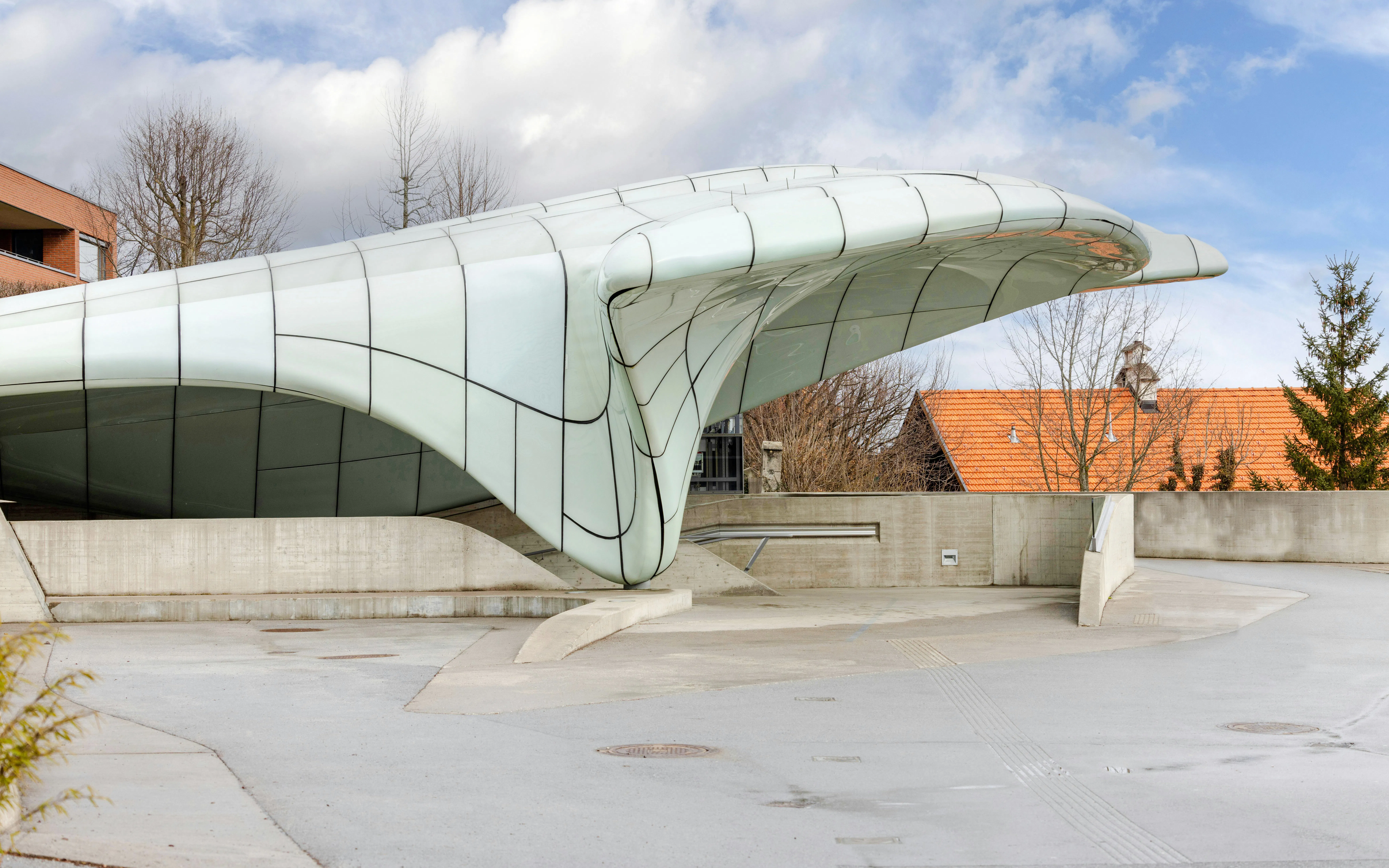 Innsbruck Station Hungerburg entrance of hybrid funicular railway in Innsbruck, Austria.