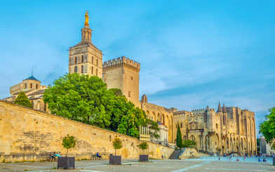 Palace of the Popes in Avignon, Provence, with historic architecture and courtyard.