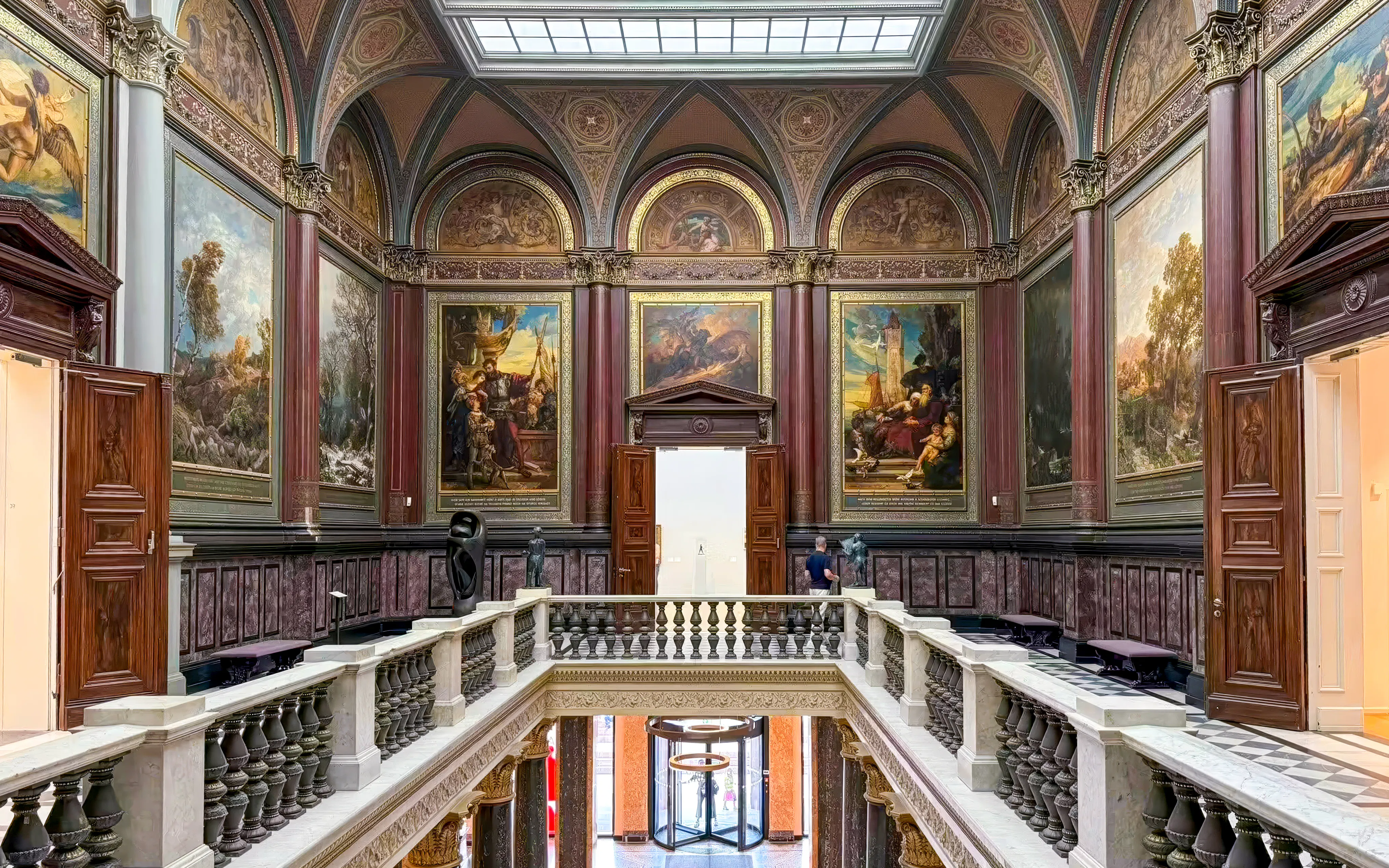 Interior of Hamburger Kunsthalle with classical paintings and ornate architecture, Hamburg, Germany.