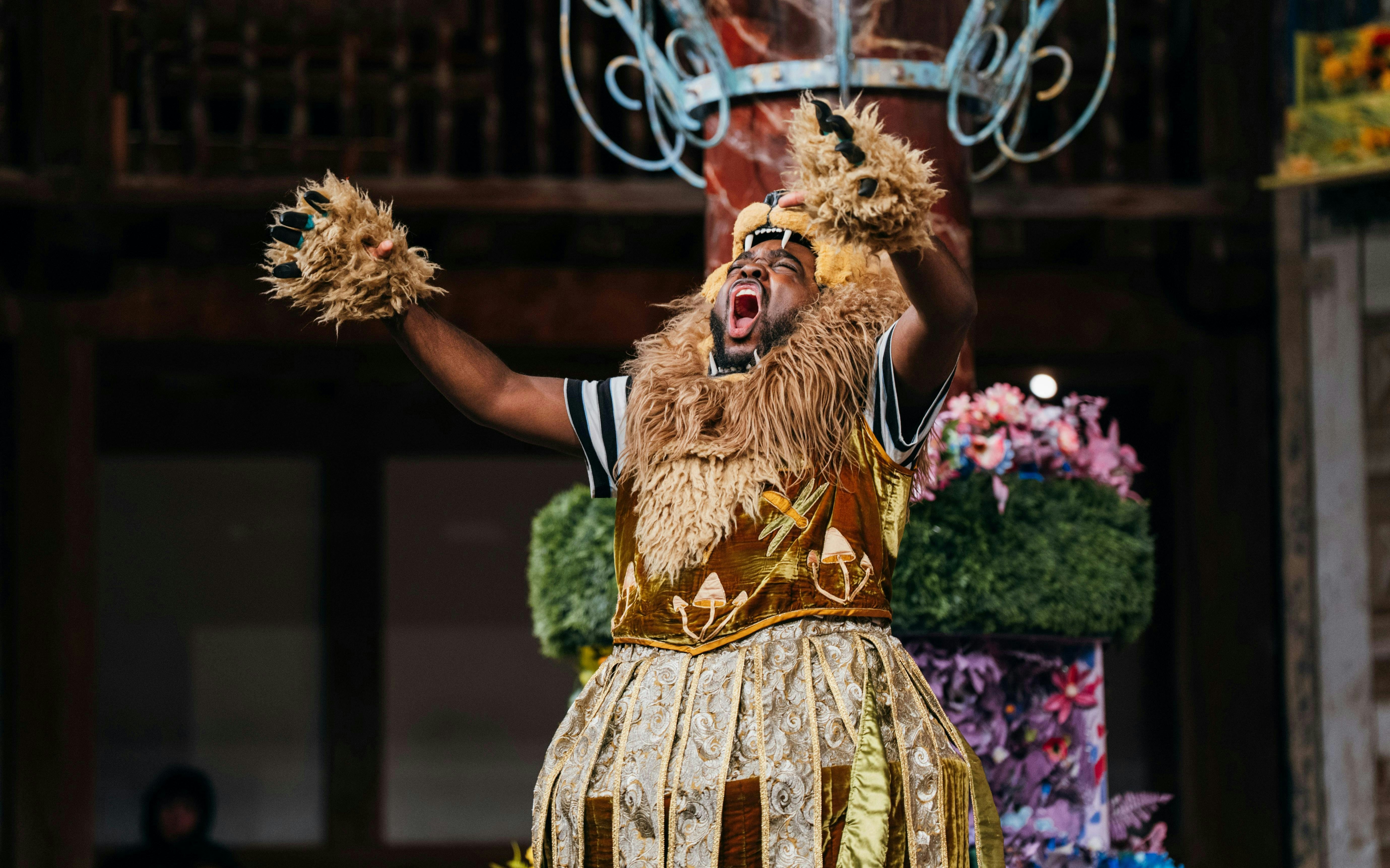 Performer in lion costume during A Midsummer Night’s Dream, Westend stage.