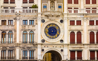 Venice Clock Tower with zodiac signs, part of the Holy Heist city exploration game.