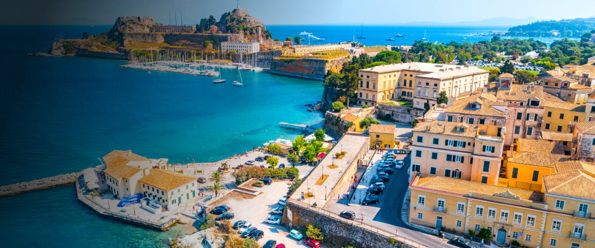 Old Fortress and coastal view in Corfu, Greece.