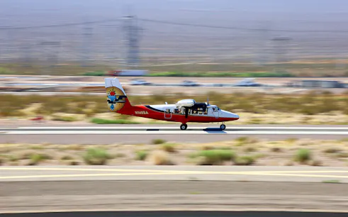 Airplane taking off for Grand Canyon West Rim tour.