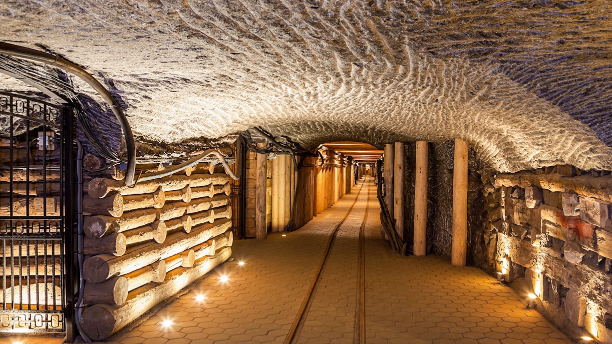 Unterirdischer Tunnel im Salzbergwerk Wieliczka