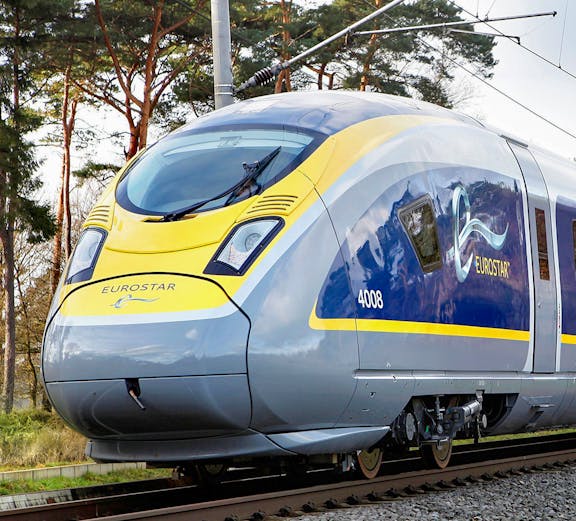 Eurostar train traveling from Paris Nord to London St Pancras International.