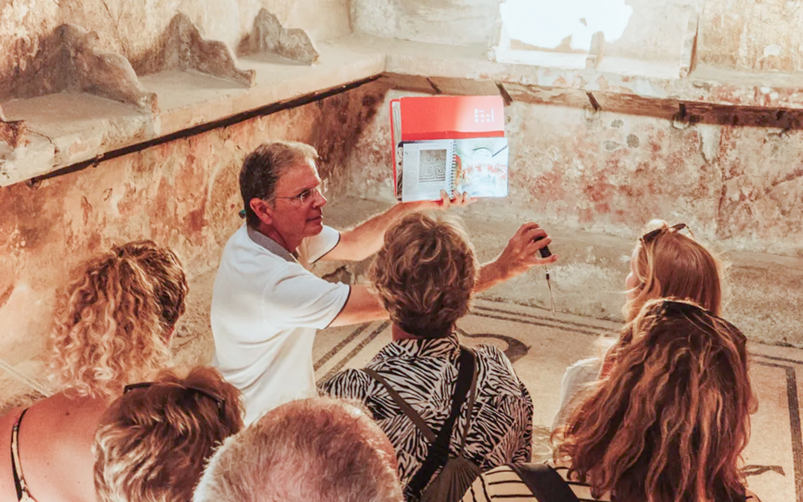 Visitors at Herculaneum with the guide