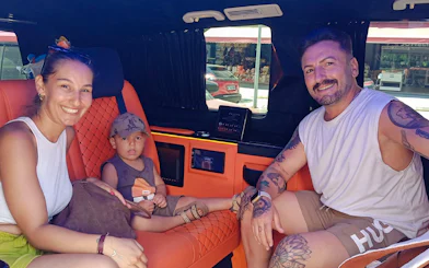 Family enjoying a private VIP airport transfer in Antalya vehicle.