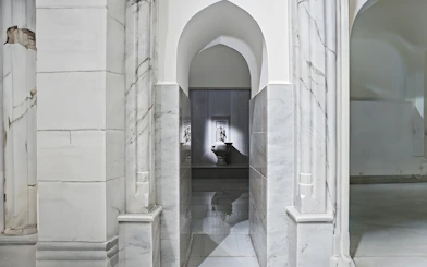 Hurrem Sultan Hamam marble interior in Istanbul.