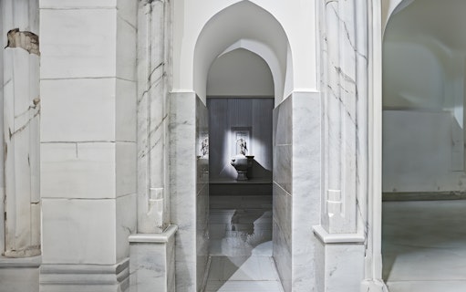 Hurrem Sultan Hamam marble interior in Istanbul.
