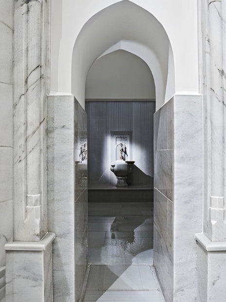 Hurrem Sultan Hamam marble interior in Istanbul.