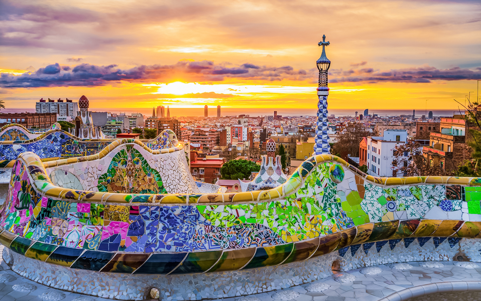 park guell sunset