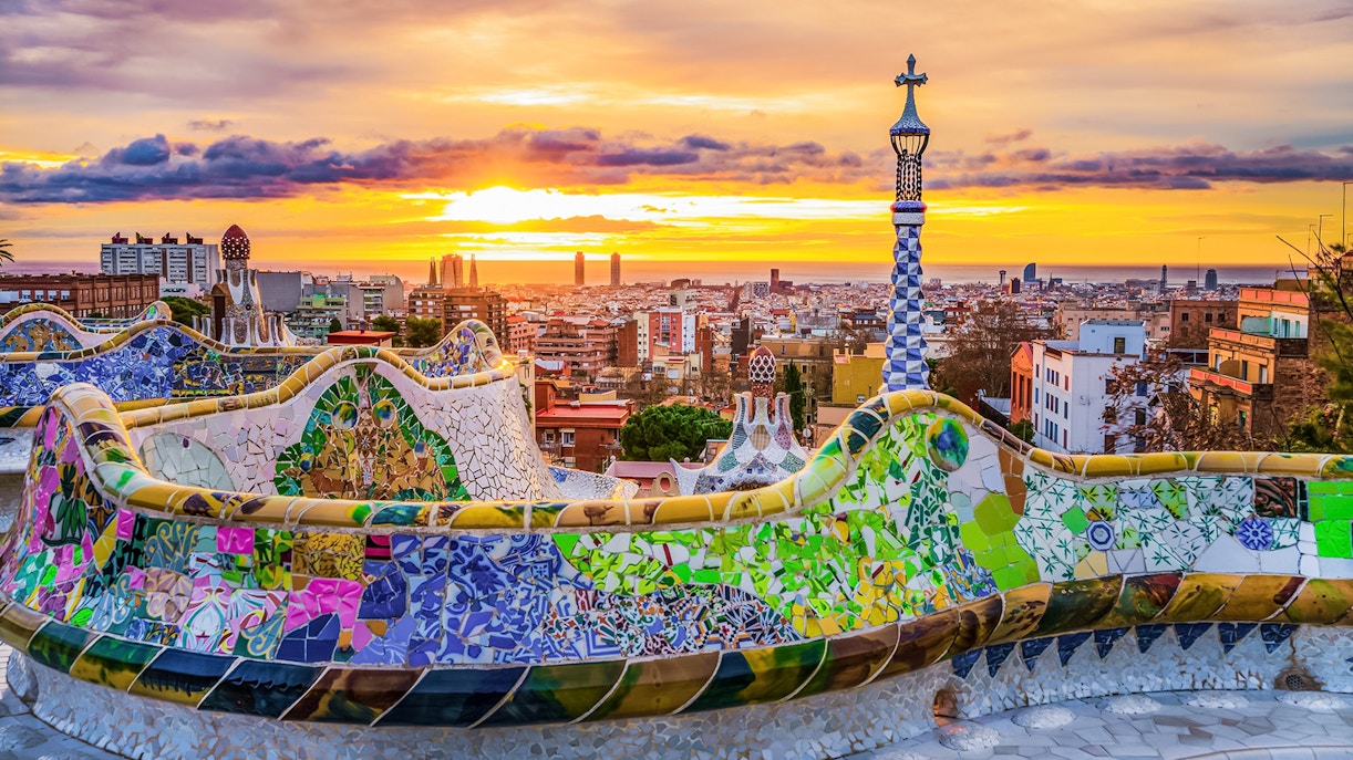 park guell sunset