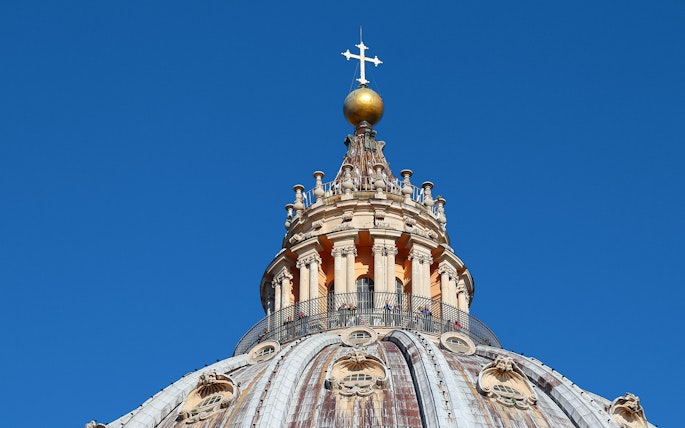 Visitors on the terrace of St. Peter’s Basilica Dome in Vatican City.