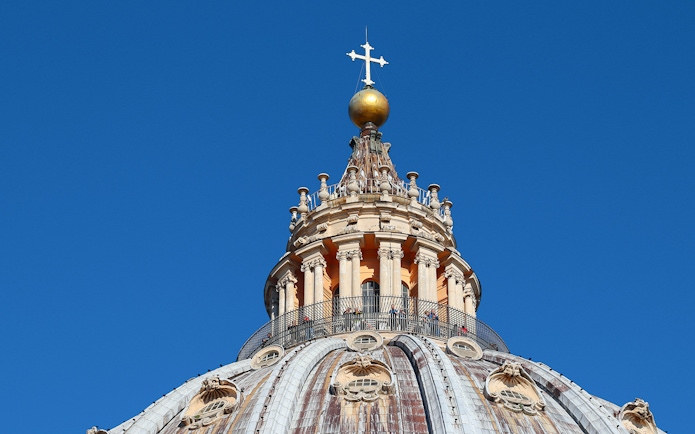 Visitors on the terrace of St. Peter’s Basilica Dome in Vatican City.