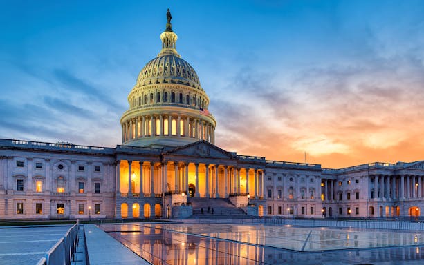 US Capitol building at sunset, Washington DC, USA.