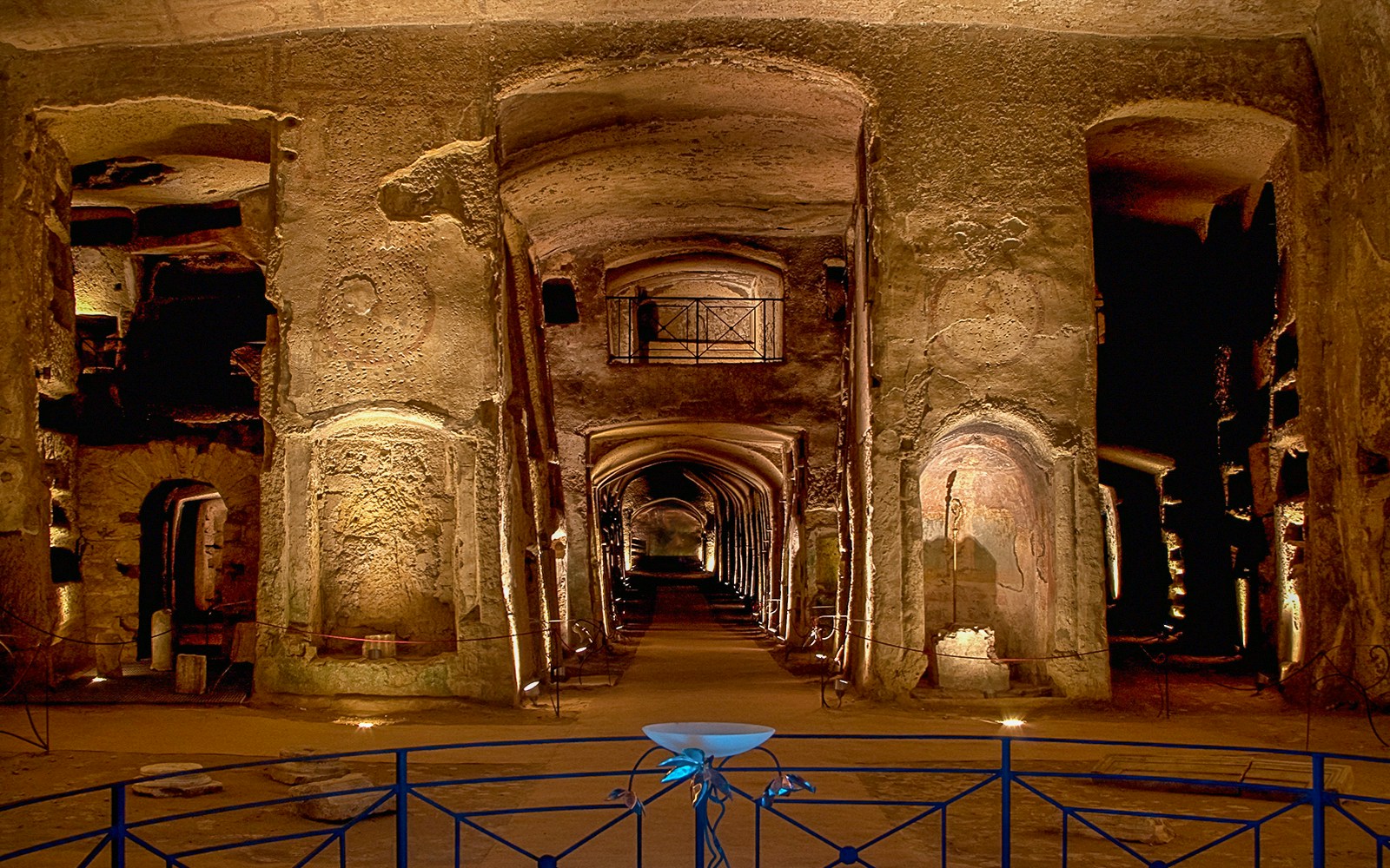 Ancient burial chambers in the Catacombs of San Gennaro, Naples, Italy.