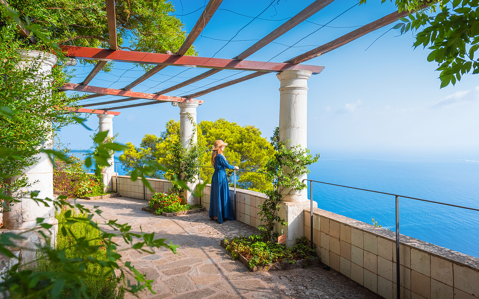 Women looking over capri islands