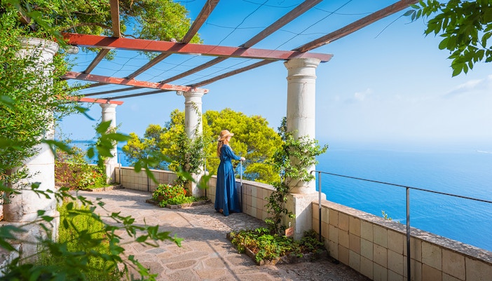Women looking over capri islands