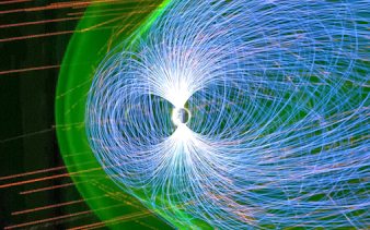 Visualization of Earth's magnetic field lines at the American Museum of Natural History exhibition.