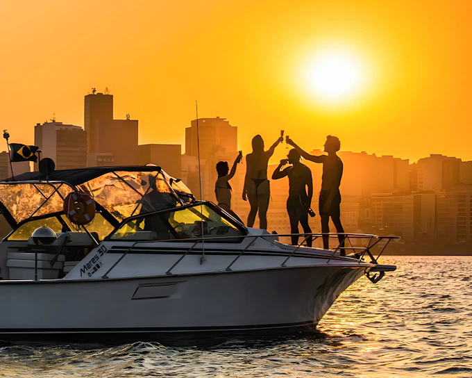 Rio de Janeiro Sunset Speedboat Tour with Drinks & Swim Stop