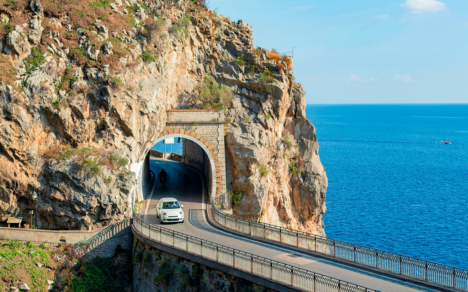 Amalfi Coast drive with coastal views on a day trip from Rome to Pompeii and Sorrento.